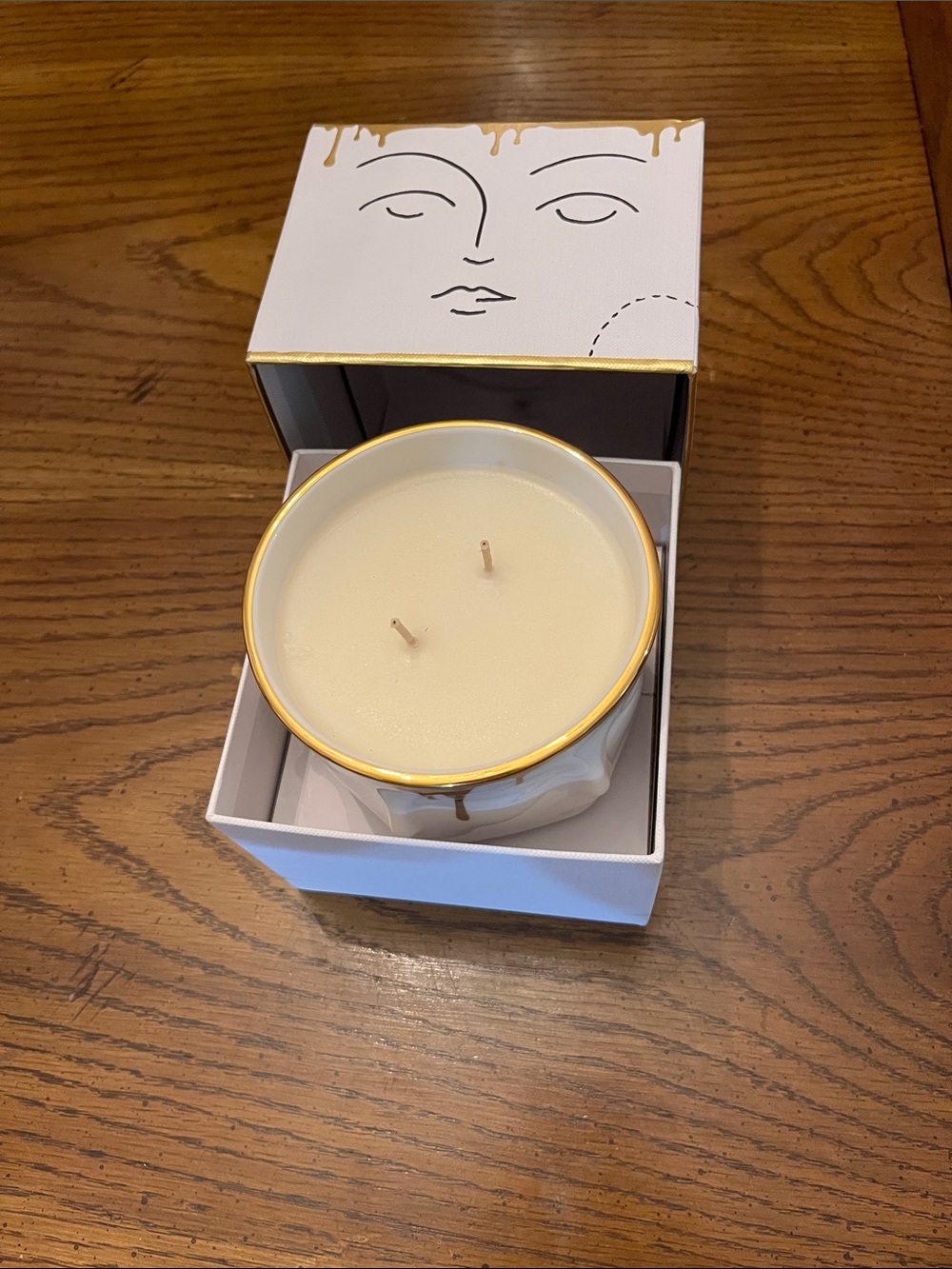 Jonathan Adler Muse Miel Double-Wick Candle in white porcelain‎